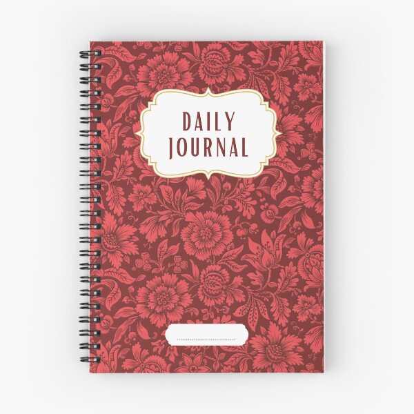 Item preview, Vintage Red Flowers Pattern Daily Journal designed and sold by Girly-Universe.