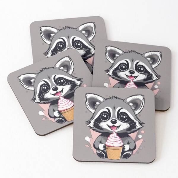 Item preview, A cute grey raccoon eating ice cream designed and sold by Ignota-Stylz.