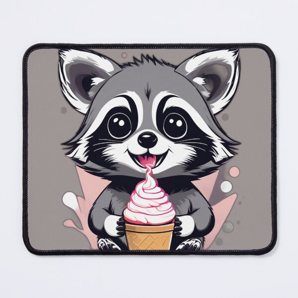 Item preview, A cute grey raccoon eating ice cream designed and sold by Ignota-Stylz.