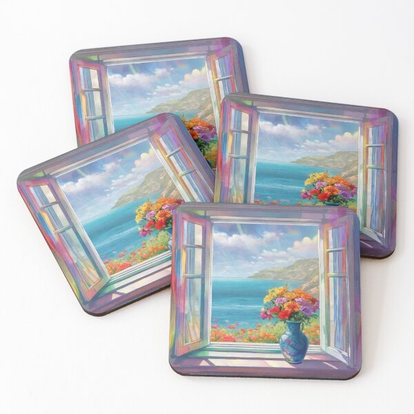 Item preview, Vase of flowers by open window designed and sold by Barbara Burgess.