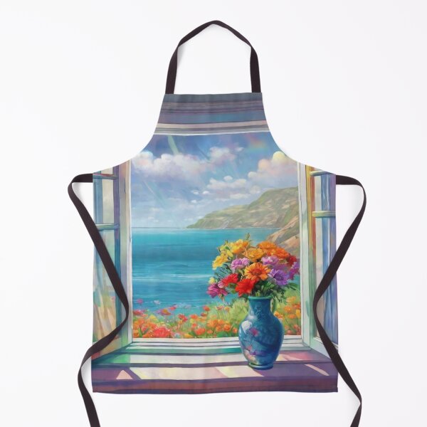 Item preview, Vase of flowers by open window designed and sold by Barbara Burgess.