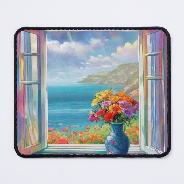 Item preview, Vase of flowers by window designed and sold by Barbara Burgess.