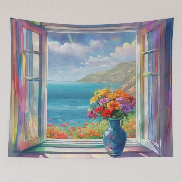 Item preview, Vase of flowers by window designed and sold by Barbara Burgess.
