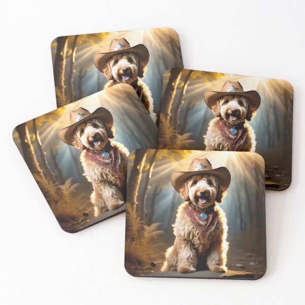 Item preview, A Magical Golden Doodle Wearing a Cowboy Hat  designed and sold by Doggo4Life.