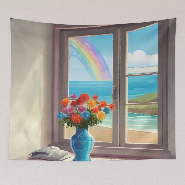 Item preview, Vase of flowers by window designed and sold by Barbara Burgess.