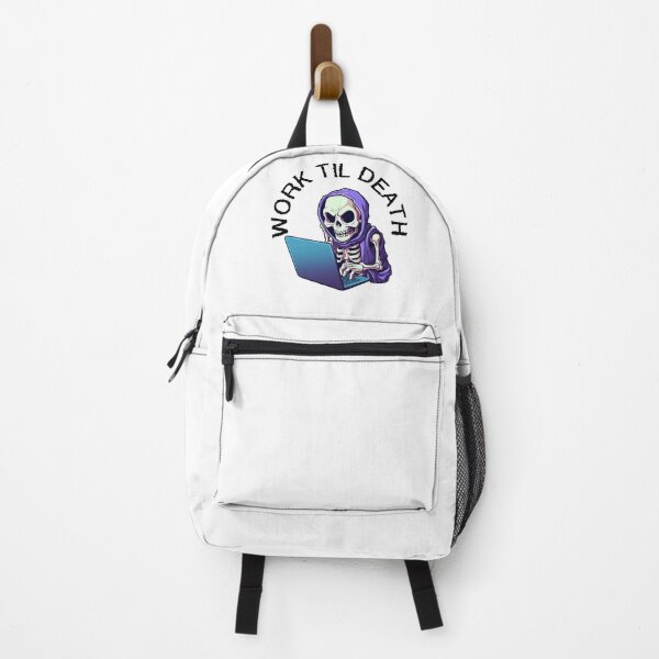 Item preview, Skeleton on Laptop - Work Til Death (Black Lettering) designed and sold by VelvetRoom.
