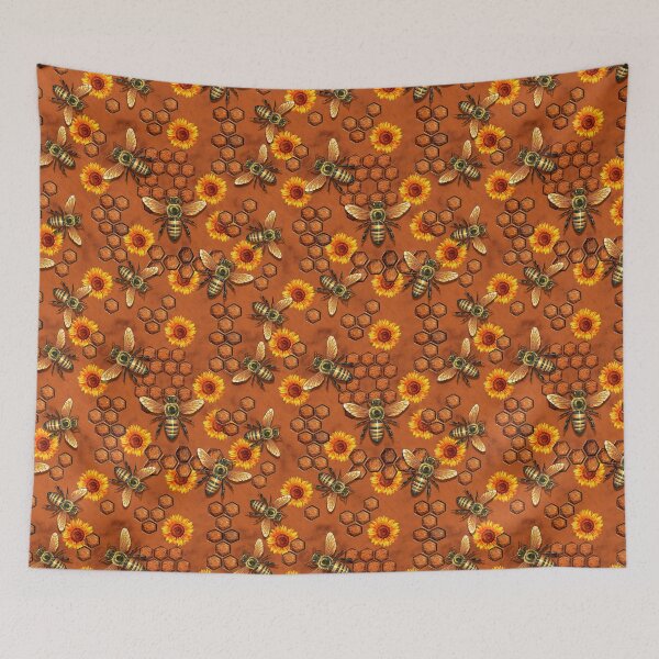Item preview, Bee Honey Sunflower Pattern Orange designed and sold by BeebooDesign.