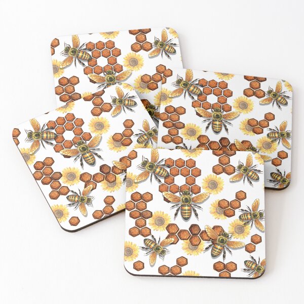 Item preview, Bee Honey sunflower Pattern White designed and sold by BeebooDesign.