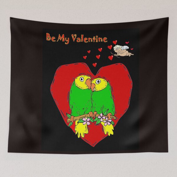 Item preview, Valentine Parrot Love Birds Fantasy Whimsical Funny Comic Print  designed and sold by posterbobs.