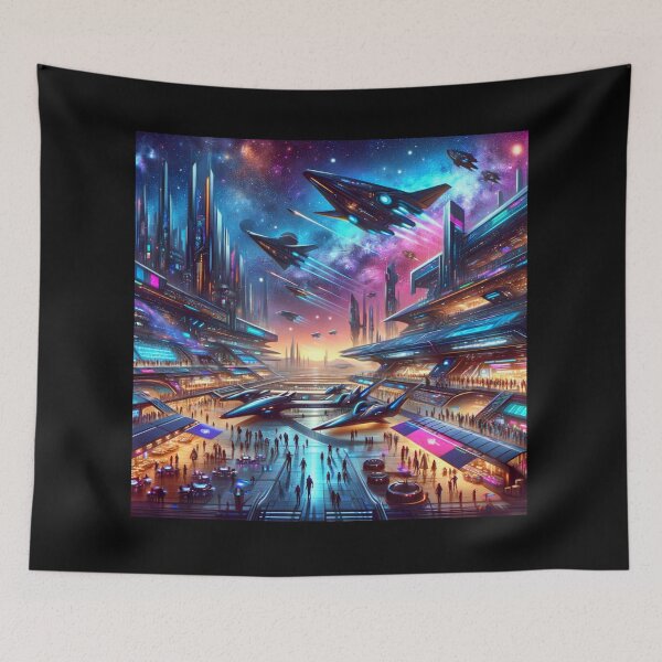 Item preview, Futuristic Spaceport Odyssey designed and sold by BestArtByArvind.