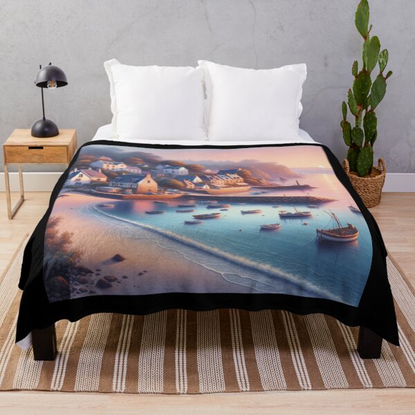 Item preview, Coastal Village at Dawn designed and sold by BestArtByArvind.