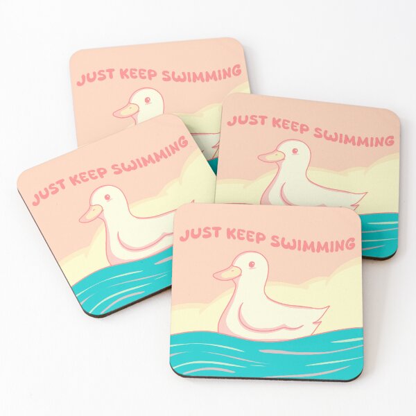 Item preview, Kawaii Duck "Just Keep Swimming" Motivacional designed and sold by IsabellaSayuri.