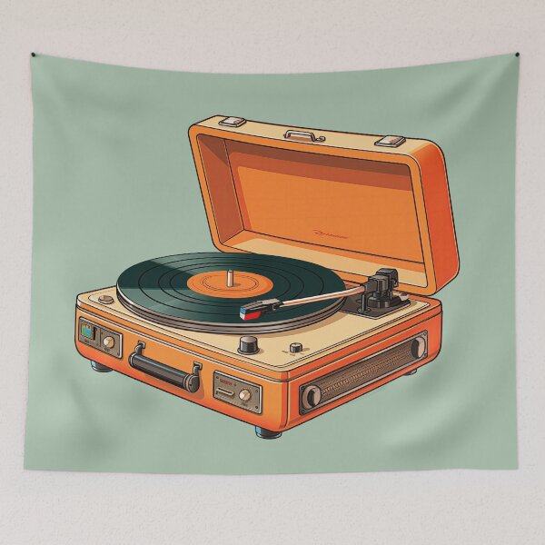 Item preview, Orange Vinyl Record Player Sticker designed and sold by Daydreamsatdawn.