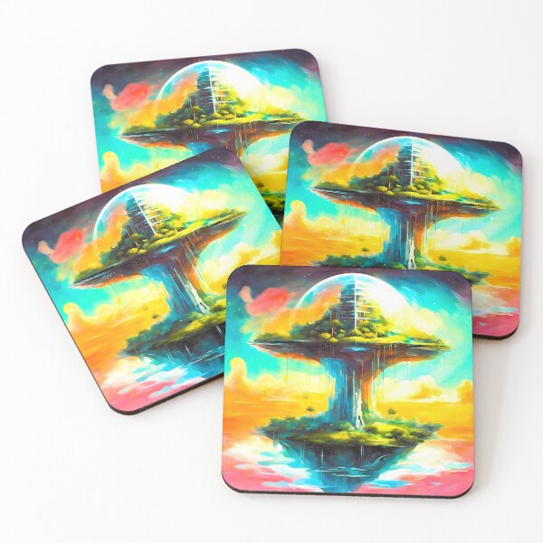 Item preview, floating island, city painting with protective sphere designed and sold by janjacbu.