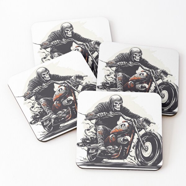 Item preview, Skeleton Driving Motorcycle tattoo style  designed and sold by CyberArtistOne.