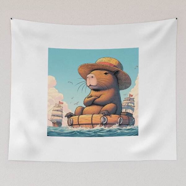 Item preview, Straw hat Capybara x One Piece on the cruise under blue sky designed and sold by happy-capy.