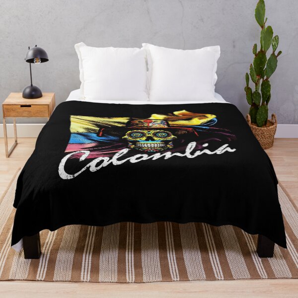 Item preview, Distressed Colombian Pride Sugar Skull Flag Neon Art designed and sold by SambaStyles.