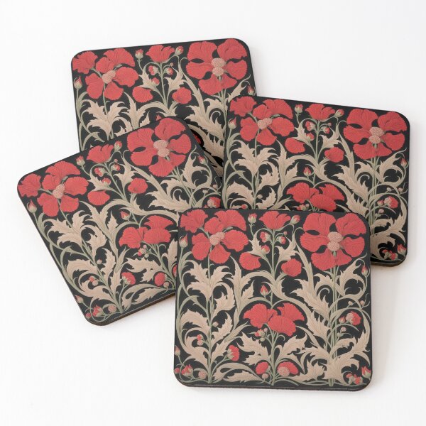 Item preview, Art Nouveau Floral Pattern Collection #1 - Red Snapdragon Flowers #5 designed and sold by elektronen.