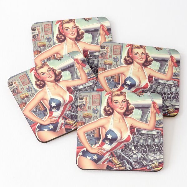 Item preview, Vintage Mechanic Pin Up designed and sold by PulpVintage.