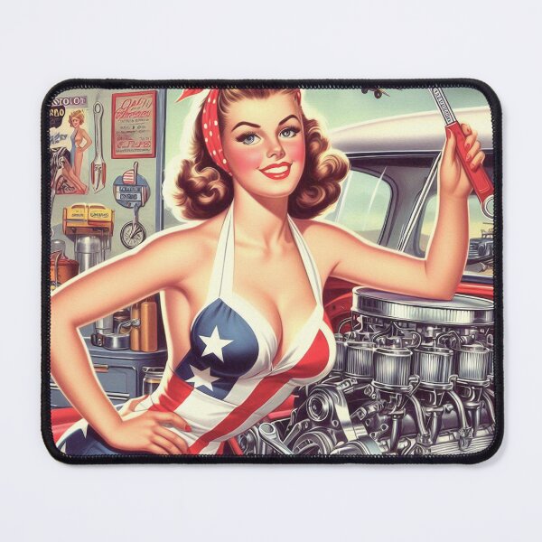 Item preview, Vintage Mechanic Pin Up designed and sold by PulpVintage.