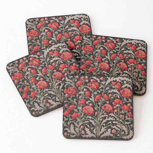 Item preview, Art Nouveau Floral Pattern Collection #1 - Red Snapdragon Flowers #6 designed and sold by elektronen.