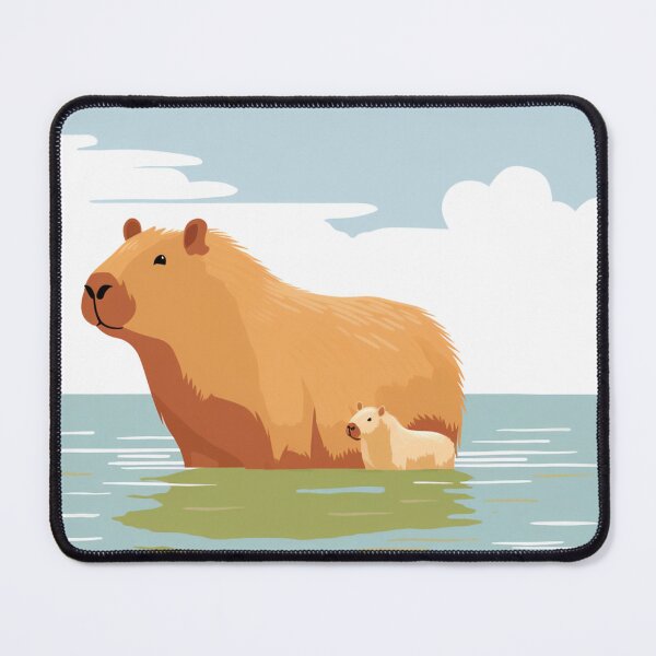 Item preview, A mother capybara and her baby live in the river designed and sold by KapybaraX.