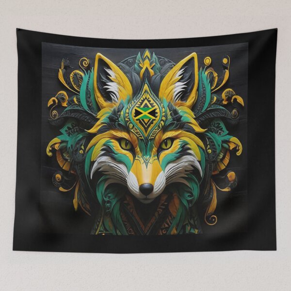 Item preview,  Tribal Fox with Jamaican Colors And Flag designed and sold by Angelle55.