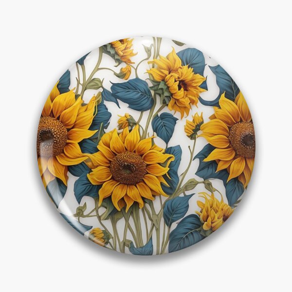 Item preview, sunflower print with turquoise blue leaves summer and spring style designed and sold by Carlos Gudino.