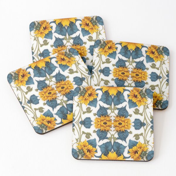 Item preview, intertwined sunflowers with blue leaves summer and spring collection designed and sold by Carlos Gudino.