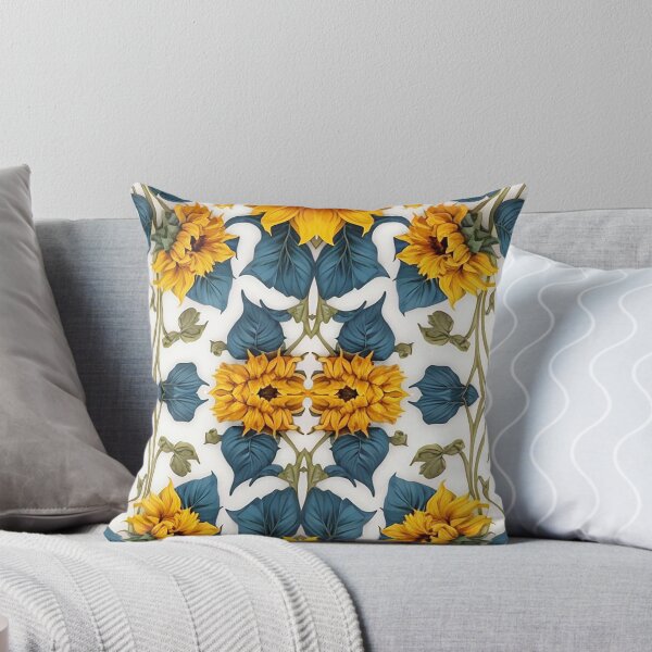 Item preview, intertwined sunflowers with blue leaves summer and spring collection designed and sold by Carlos Gudino.