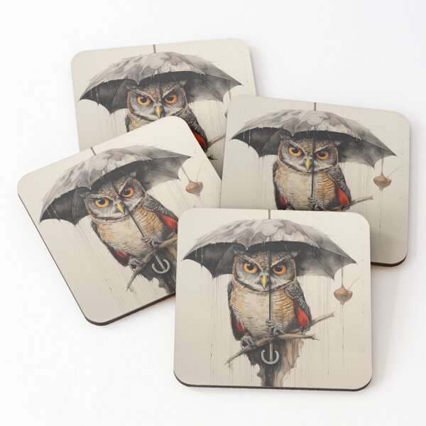 Item preview, Owl Holding Umbrella  designed and sold by Chronic Co Art.