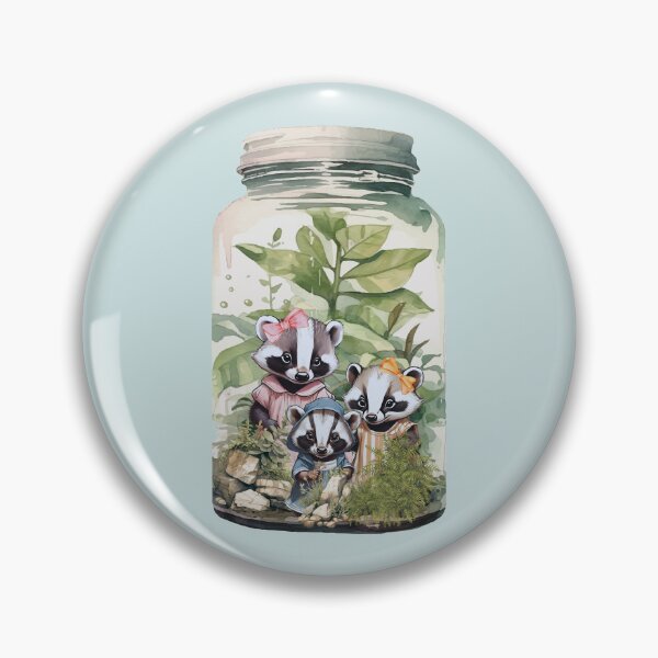 Item preview, Miniature Badger Sisters in Tiny Glass Mason Jar Terrarium designed and sold by LittleGnomad.