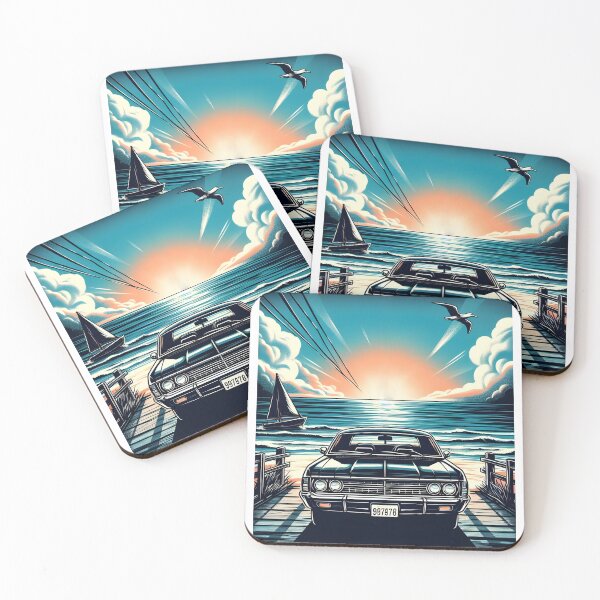 Item preview, The car and the beach at sunset designed and sold by M9Store.
