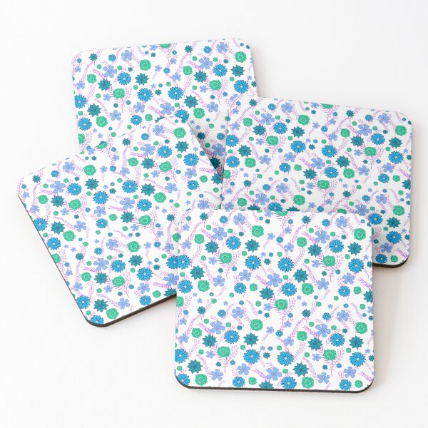 Item preview, Blue and green, floral print, pattern, blue flowers, floral pattern designed and sold by By The Moon.