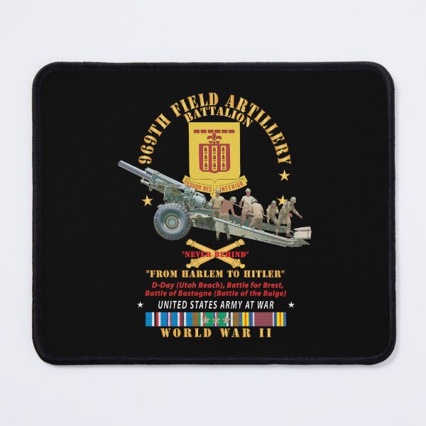 Item preview, DUI - 969th Field Artillery Battalion - DUI w Br - From Harlem to Hitler - 155MM Gun - Crew - EUR SVC WWII - V1 X 300 designed and sold by Military Insignia Products.