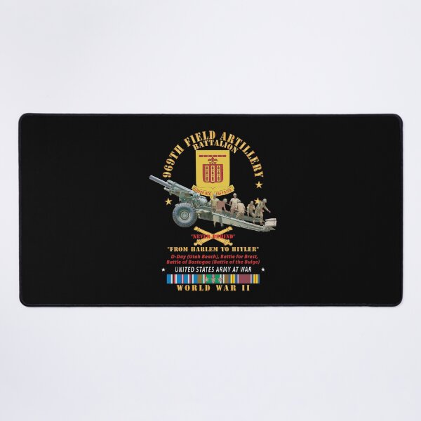 Item preview, DUI - 969th Field Artillery Battalion - DUI w Br - From Harlem to Hitler - 155MM Gun - Crew - EUR SVC WWII - V1 X 300 designed and sold by Military Insignia Products.