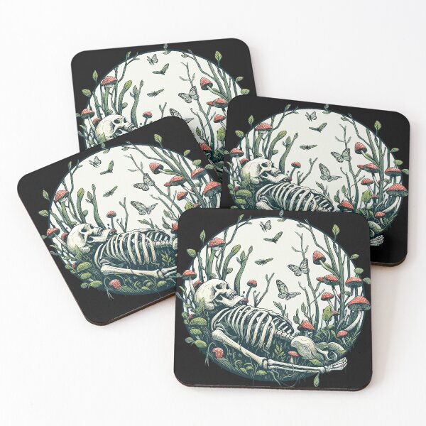 Item preview, Botany mushroom skeleton and butterflies designed and sold by TomFrontierArt.