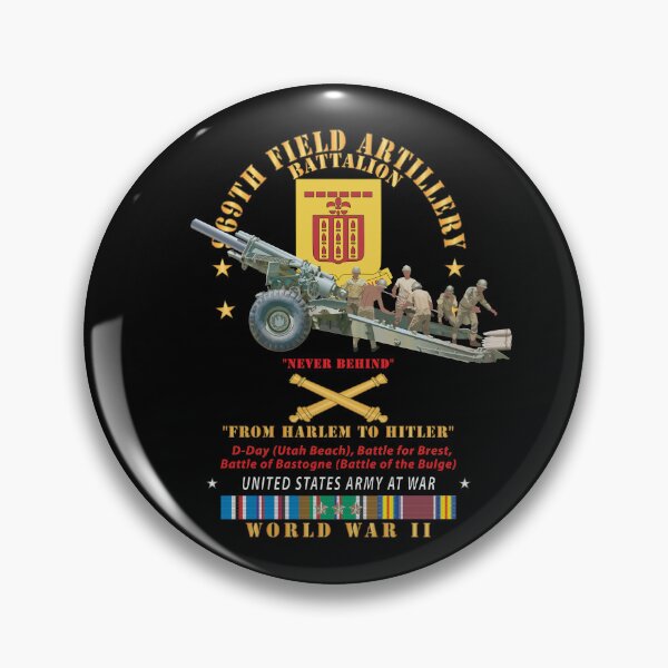 Item preview, DUI - 969th Field Artillery Battalion - DUI w Br - From Harlem to Hitler - 155MM Gun - Crew - EUR SVC WWII X 300 designed and sold by Military Insignia Products.