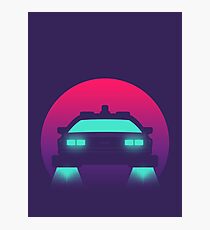 DeLorean DMC-12 Back To The Future Car - Time Machine Sunset Photographic Print