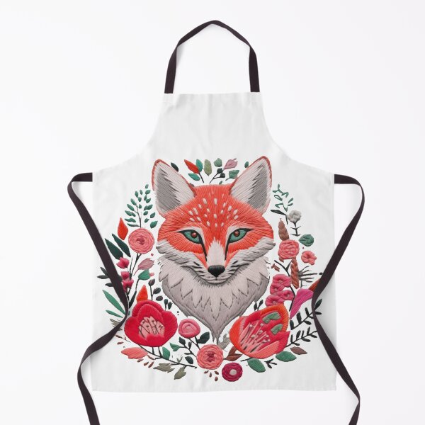 Item preview, Red fox face forest flowers floral Embroidery hand stitched cottage core colorful pattern thread designed and sold by TankandDPS.