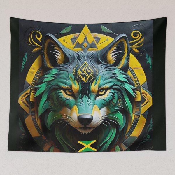 Item preview,  Tribal Wolf with Jamaican Colors And Flag  designed and sold by Angelle55.