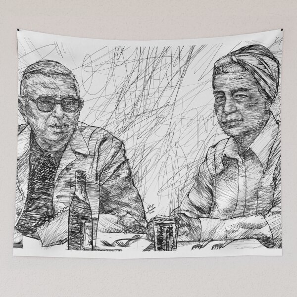 Item preview, SARTRE and SIMONE DE BEAUVOIR ink portrait .1 designed and sold by lautir.