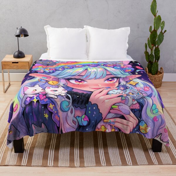 Item preview, Kawaii Dreamy Rainbow Cat Anime Girl designed and sold by bubblegoth.