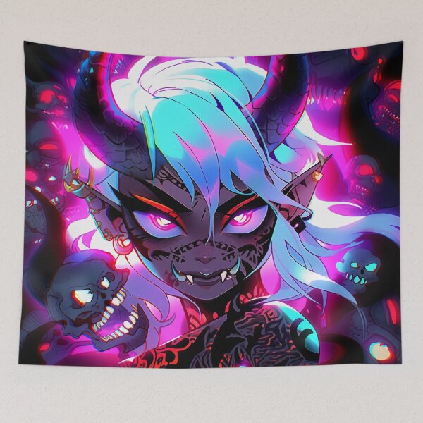 Item preview, Neon Demon Hell Queen Anime Girl designed and sold by bubblegoth.
