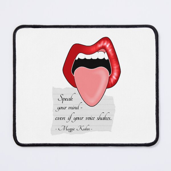 Item preview, Maggie Kuhn Quote Feminist Quote Red Vinyl Lips designed and sold by ObsidianDaz.