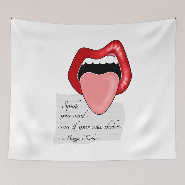 Item preview, Maggie Kuhn Quote Feminist Quote Red Vinyl Lips designed and sold by ObsidianDaz.