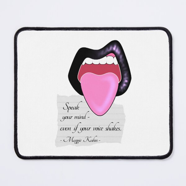 Item preview, Maggie Kuhn Quote Feminist Quote Black Vinyl Lips designed and sold by ObsidianDaz.