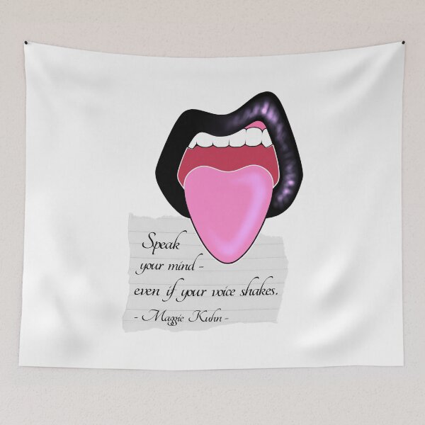 Item preview, Maggie Kuhn Quote Feminist Quote Black Vinyl Lips designed and sold by ObsidianDaz.