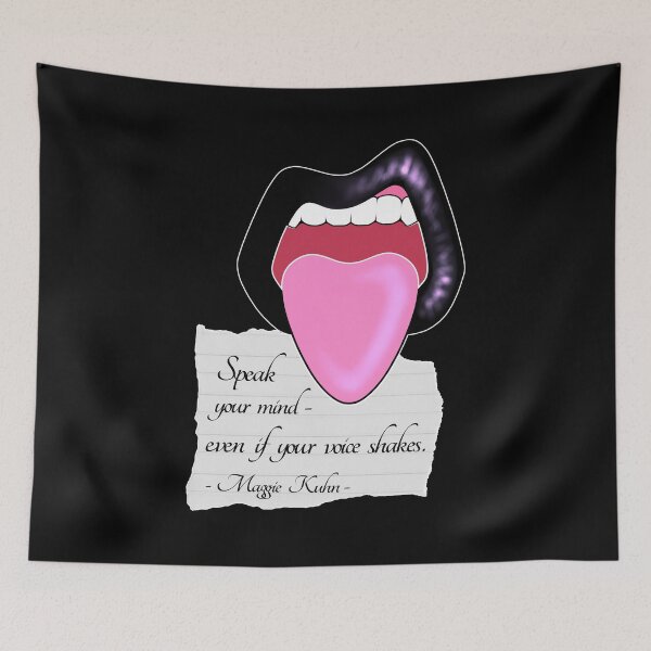 Item preview, Maggie Kuhn Quote Feminist Quote Black Vinyl Lips designed and sold by ObsidianDaz.