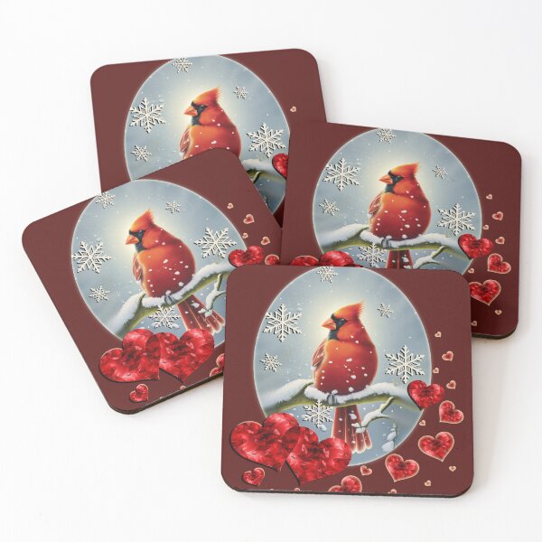 Item preview, Red Cardinal & Hearts designed and sold by tamdevo1.